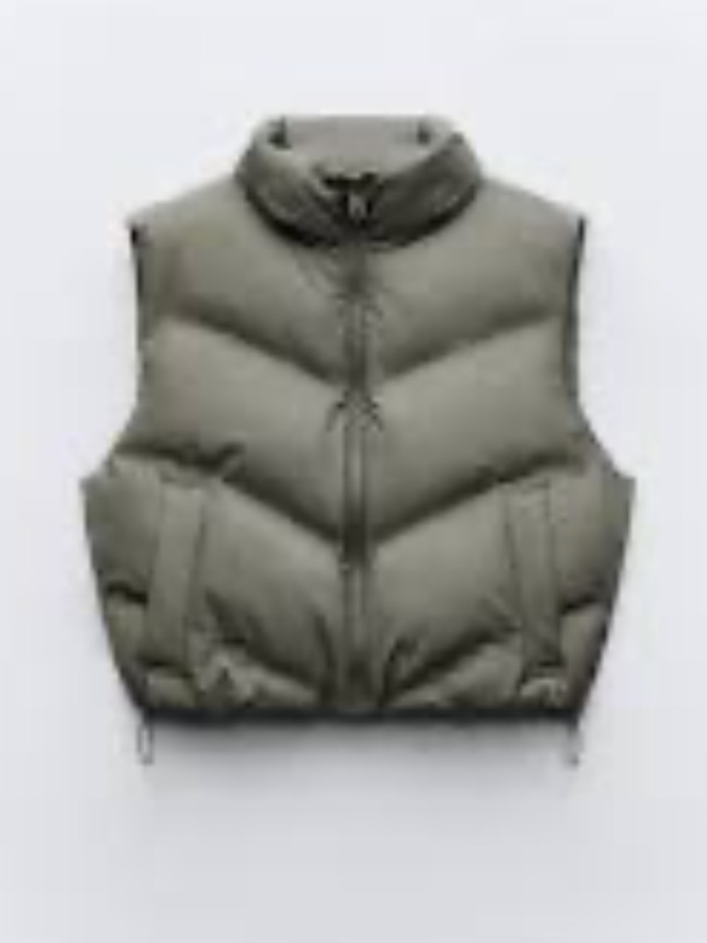 Zara Quilted Olive Green Puffer Vest